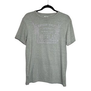 TIMBERLAND logo Slim Fit Gray Graphic Print Tee size Medium
